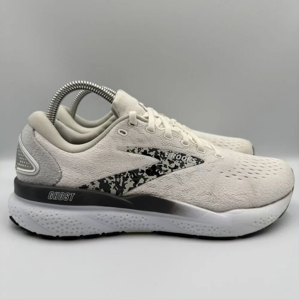 Brooks Ghost 16 Women's 9 White‎ Gray Running Walking Shoes Sneakers 1204071B147